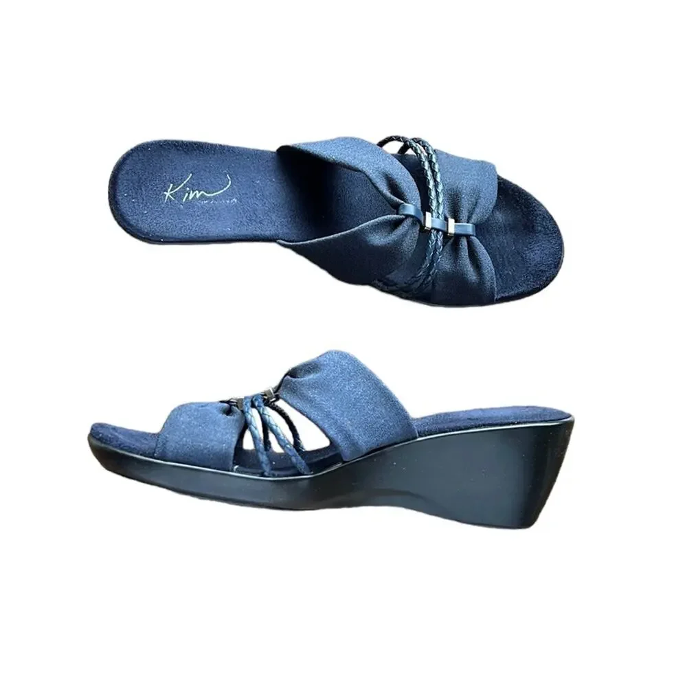 Kim Rogers Annabelle Navy Fabric Strappy Wedge Sandal